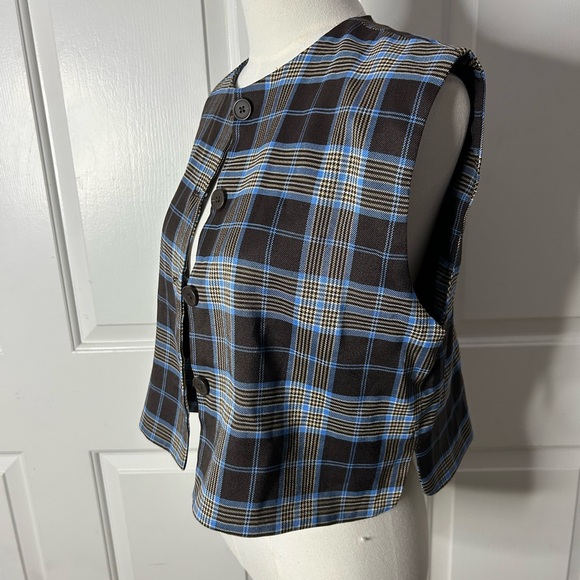 NWT (Size M) Steve Madden ALESSA TOP BROWN PLAID - Picture 6 of 9